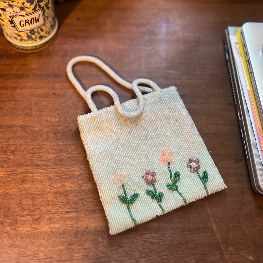 Valerie Stevens Floral Mini Beaded Purse